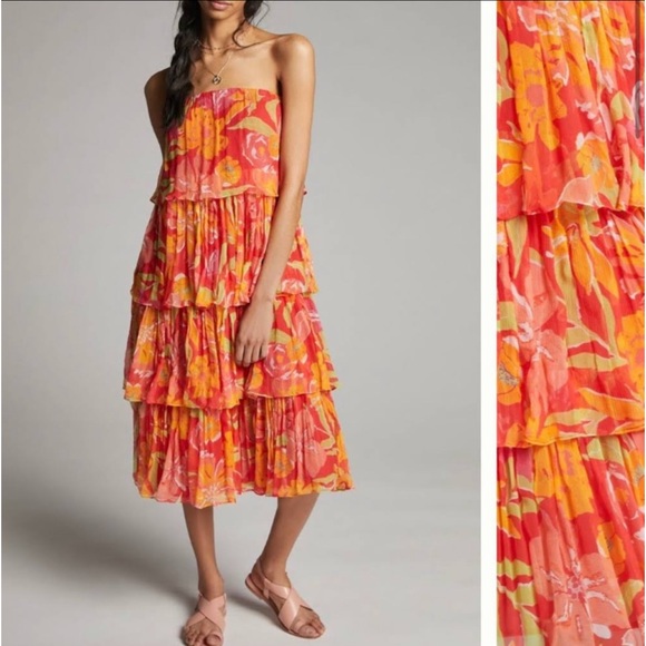 Anthropologie Verb Ravenna Tiered Midi Dress Size Small NWT - Picture 1 of 5